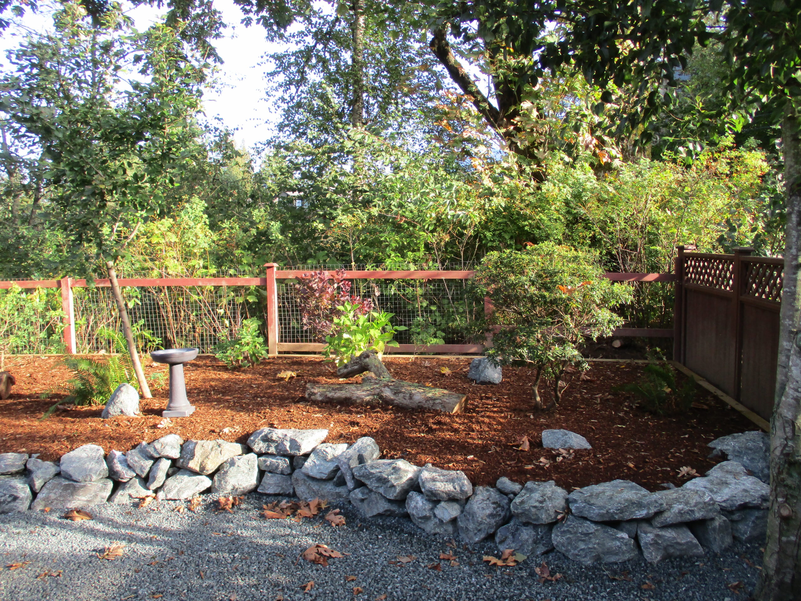 Rock wall backyard